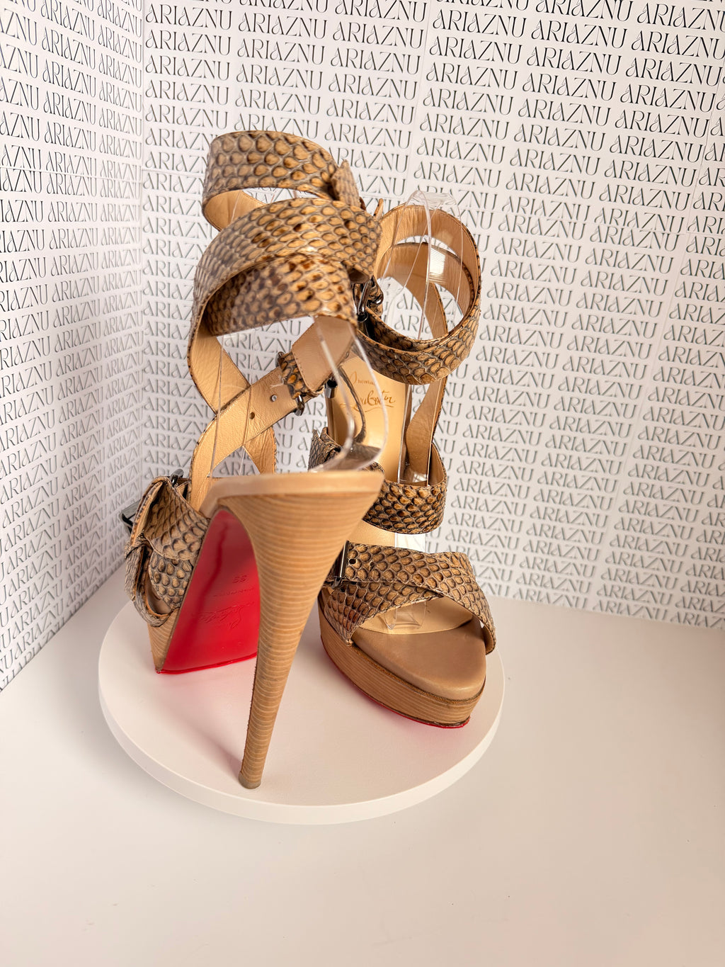 Christian Louboutin Toutenkaboucle Python Platform Sandals – Size 38.5