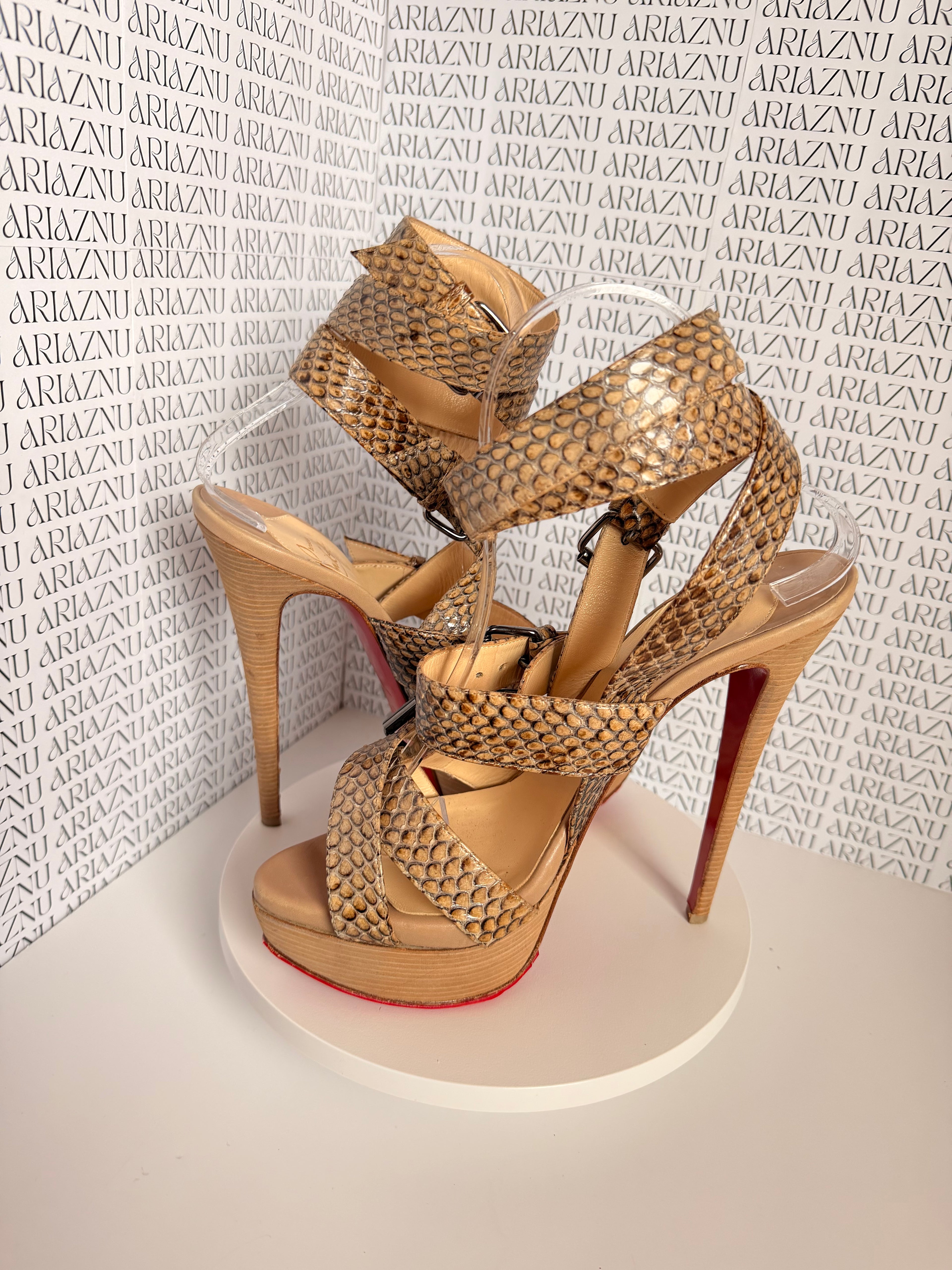 Christian Louboutin Toutenkaboucle Python Platform Sandals – Size 38.5