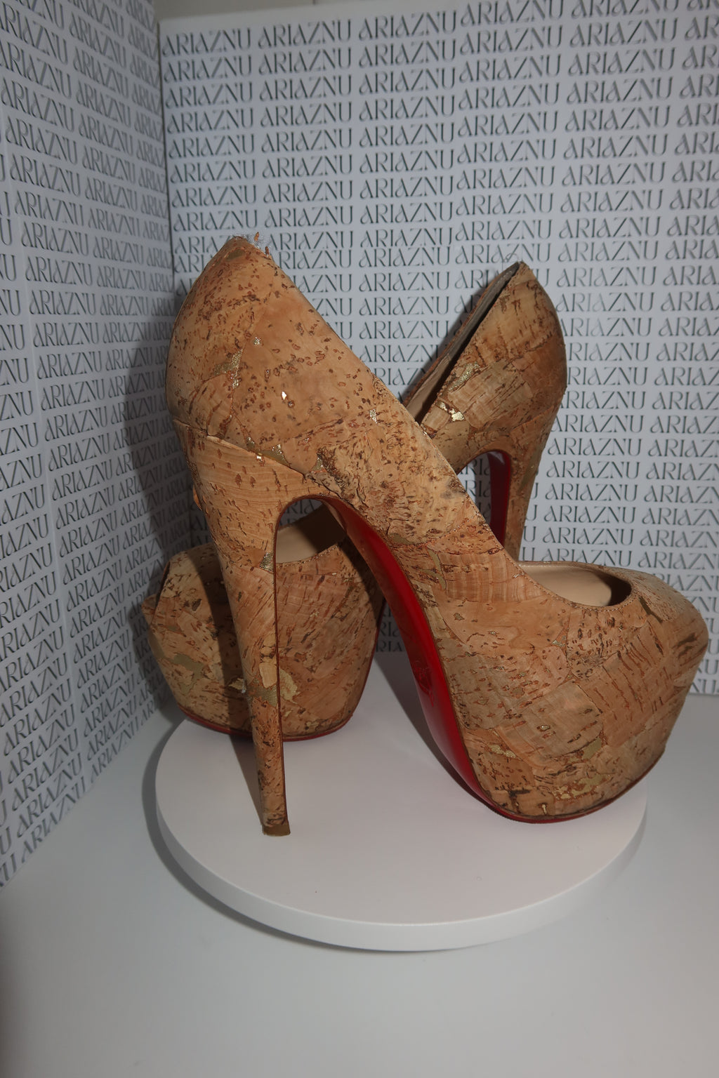Christian Louboutin Cork Platform Peep-Toe Pumps – Size 39.5