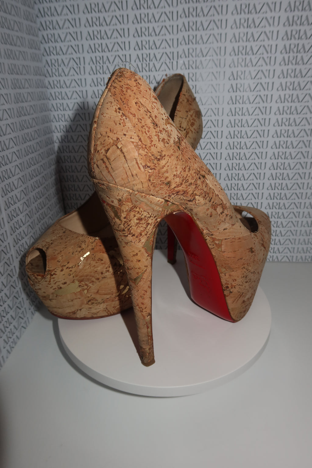 Christian Louboutin Cork Platform Peep-Toe Pumps – Size 39.5