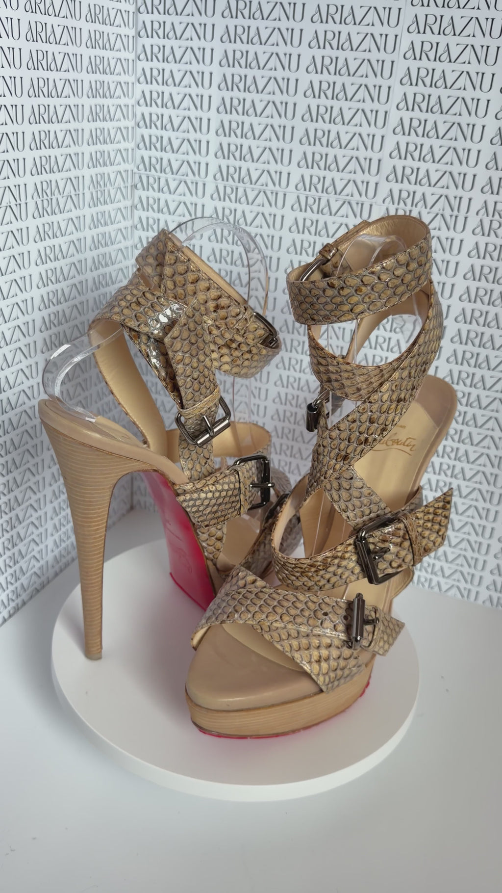 Christian Louboutin Toutenkaboucle Python Platform Sandals – Size 38.5